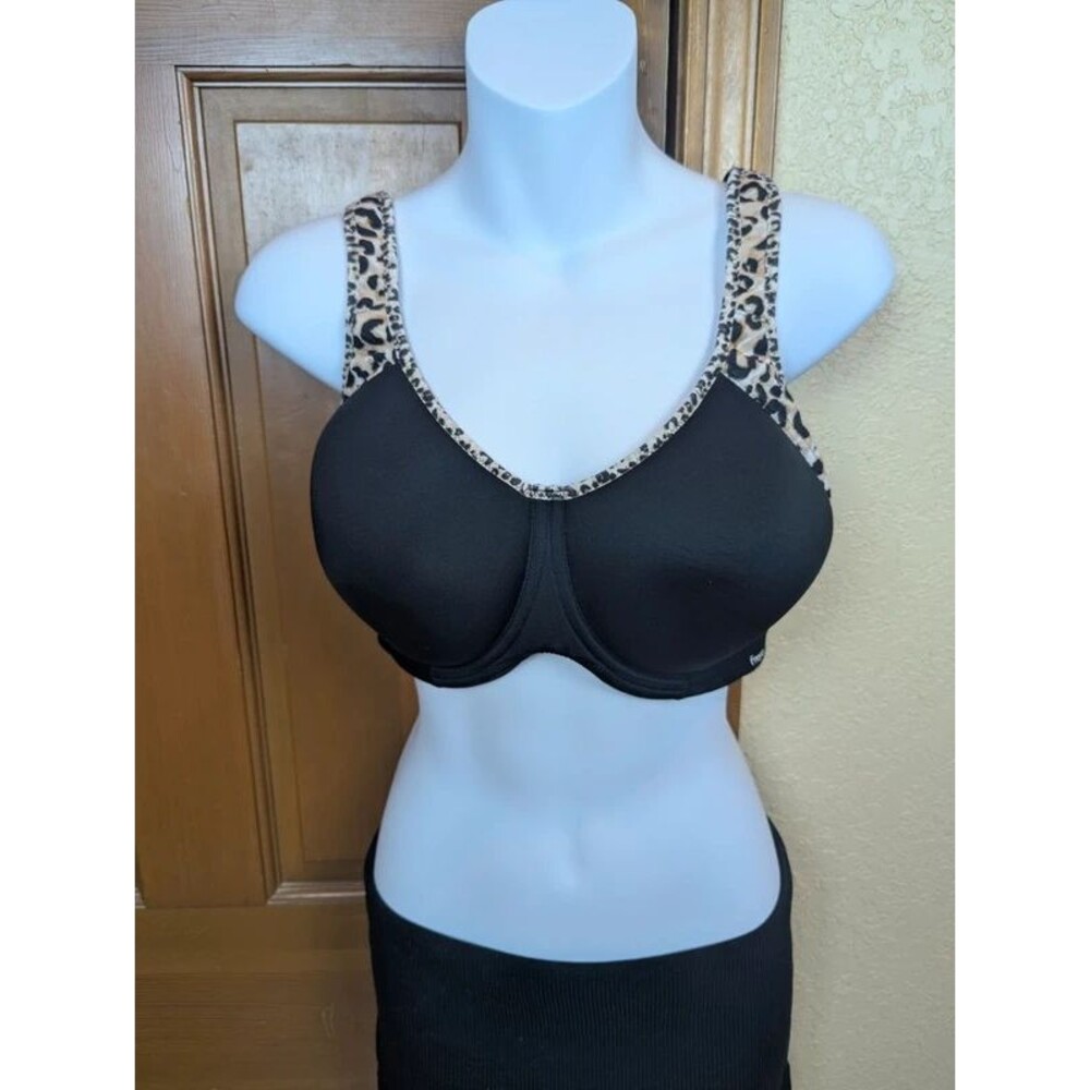 Freya Active Bra in Black with Cheetah Leopard Detail Size 34G